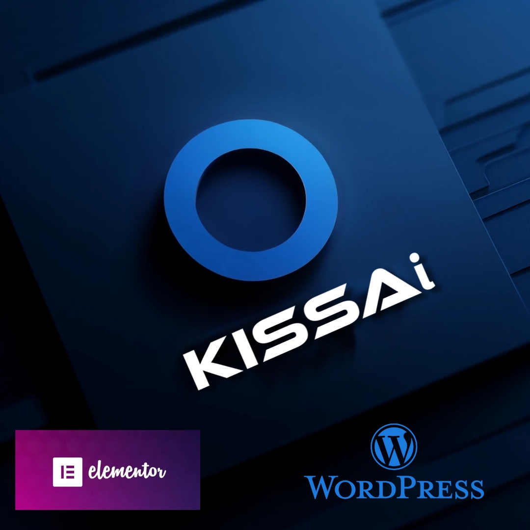 KISSAI logos with background and WORDMARK Word Press and Elementor